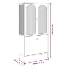 Vidaxl Highboard černý 90 x 40 x 180 cm sklo a ocel