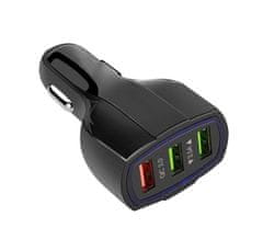 APT PLS34F Nabíječka do auta Quick Charge 3.0 3xUSB černá