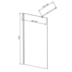 AQUALINE WALK-IN zástěna jednodílná k instalaci na zeď, 700x1900 mm, sklo čiré WI071 - Aqualine