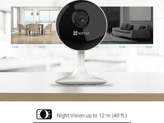 EZVIZ IP kamera C1C-B/ vnitřní/ Wi-Fi/ 2Mpix/ objektiv 2,8mm/ H.265/ IR přísvit až 12m/ bílá