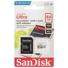 SanDisk ULTRA Micro SDXC 64GB 100MBs Class 10 UHS-I Adaptér SDSQUNR-064G-GN3MA