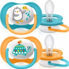 Philips AVENT AVENT Dudlík Ultra Air Animals, 6-18m - Tučňák/Želva, modrý, oranžový