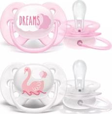 Philips AVENT Dudlík, dudlíky Ultra Soft, 0-6m, Labuť, růžový