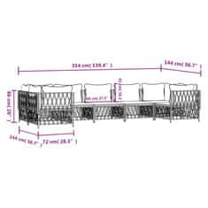 Vidaxl 7dílná zahradní sedací souprava s poduškami bílá ocel