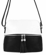 Kraftika Malá crossbody kabelka se stříbrným zipem nh6021 černo-bílá