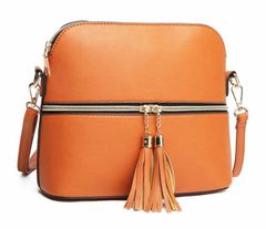 Kraftika Malá hnědá crossbody kabelka se zlatým zipem miss lulu