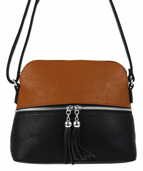 Kraftika Malá crossbody kabelka se stříbrným zipem nh6021 hnědá