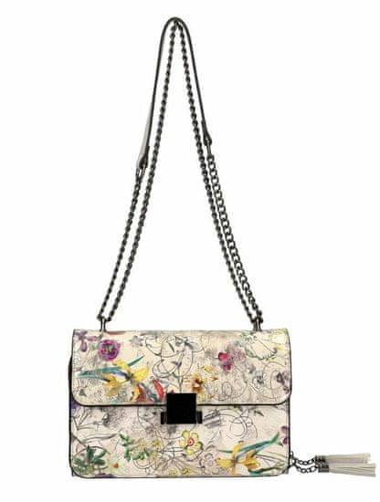 Sara Moda Crossbody dámská kabelka na řetízku s potiskem 6257 šedá