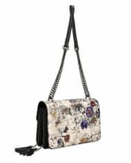 Sara Moda Crossbody dámská kabelka na řetízku s potiskem 6257 černá