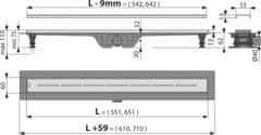 Alca Plast ALCA APZ18-550M Simple - Podlahový žlab s nerezovým okrajem pro perforovaný rošt - Alcadrain