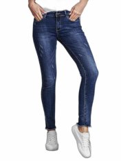 Kraftika Dámské modré džíny s odřeným lemem, velikost 36