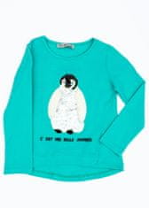 Kraftika Halenka pro dívky zelená s tučňákem, velikost 86