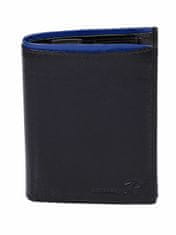 CEDAR Kožená černá peněženka pro muže s modrou povrchovou úpravou