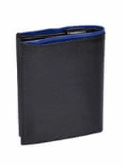 CEDAR Kožená černá peněženka pro muže s modrou povrchovou úpravou