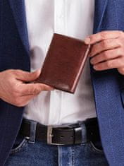 CEDAR Hnědá pánská peněženka bez spony z pravé kůže