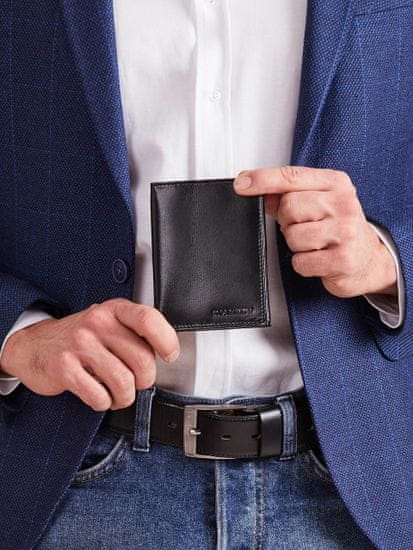 CEDAR Pánská kožená peněženka bez spony černá, 2016101513460