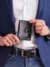 CEDAR Pánská černá kožená peněženka s klapkou, 2016101513415