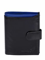 CEDAR Kožená pánská peněženka na zip černá s modrým modulem