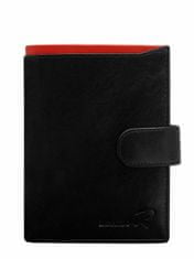 CEDAR Kožená pánská peněženka na zip černá s červeným modulem