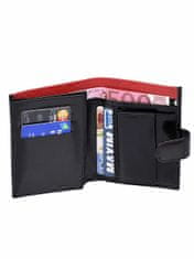 CEDAR Kožená pánská peněženka na zip černá s červeným modulem