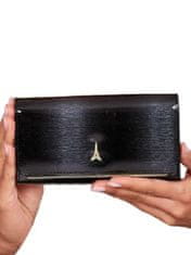 CEDAR Lakovaná černá podlouhlá peněženka z pravé kůže