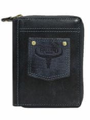 CEDAR Vertikální kožená pánská peněženka s pruhy tmavě modrá