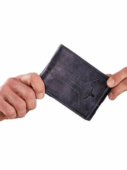 CEDAR Tmavě modrá kožená pánská peněženka