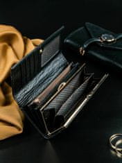 CEDAR Lakovaná černá kožená peněženka se vzorem