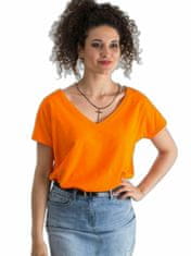 Kraftika Bavlněné tričko fluo orange v-neck, velikost xl