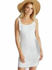 FANCY Bílé žebrované mini šaty, jedna velikost s / m