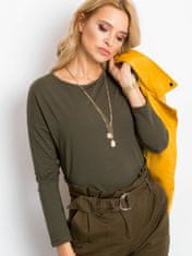 BASIC FEEL GOOD Khaki halenka s dlouhým rukávem, velikost xl