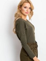 BASIC FEEL GOOD Khaki halenka s dlouhým rukávem, velikost xl