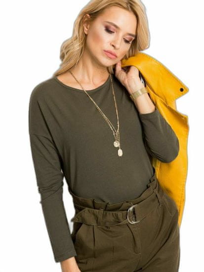 BASIC FEEL GOOD Khaki halenka s dlouhým rukávem, velikost s