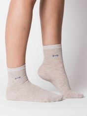 Kraftika Béžové ponožky s lesklou zlatou nití, velikost 38-42