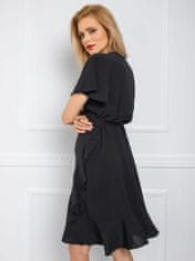 RUE PARIS Černé šaty s volánky, velikost s