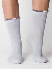 Kraftika Šedomodré teplé ponožky s dekorativní vazbou a plechovkou