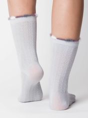 Kraftika Šedomodré teplé ponožky s dekorativní vazbou a plechovkou
