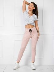 BASIC FEEL GOOD Práškové růžové bavlněné sportovní kalhoty, velikost l