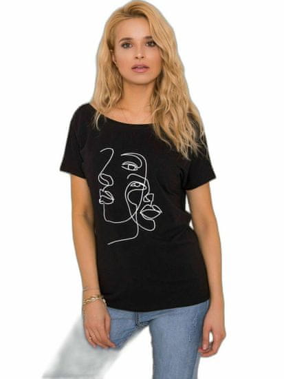 RUE PARIS Černé tričko s bavlnou, velikost xl, 2016102642756