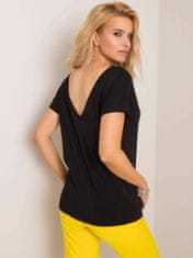 RUE PARIS Černé dámské tričko s potiskem, velikost xl