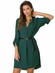 ITALY MODA Tmavě zelené dámské šaty s páskem