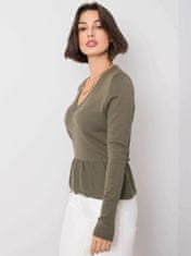 RUE PARIS Khaki svetr s v-neck, velikost m