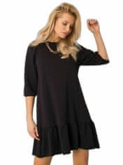 RUE PARIS Černé šaty s volánkem, velikost l, 2016102773115