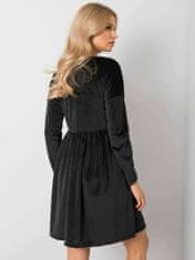 RUE PARIS Černé velurové šaty s volánky, velikost s / m