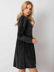 RUE PARIS Černé velurové šaty s volánky, velikost s / m