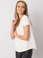 RUE PARIS Ecru tričko s v-neck, velikost s