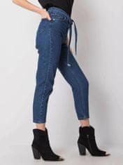 RUE PARIS Modré džíny s páskem, velikost 30