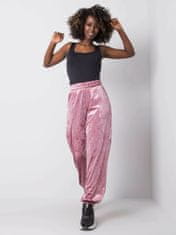 RUE PARIS Růžové velurové kalhoty, velikost xl