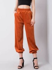 RUE PARIS Oranžové velurové sportovní kalhoty, velikost xl