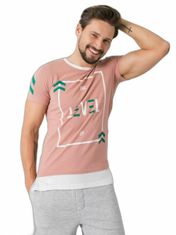 MECHANICH Špinavé růžové pánské tričko s potiskem, velikost s